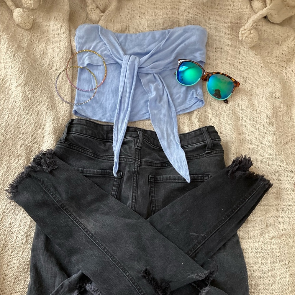 Tied Blue Crop Top